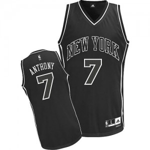 New York Knicks Carmelo Anthony #7 Shadow Authentic Maillot d'équipe de NBA - Noir pour Homme