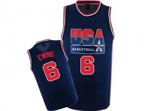 Team USA Nike Patrick Ewing #6 2012 Olympic Retro Swingman Maillot d'équipe de NBA - Bleu marin pour Homme
