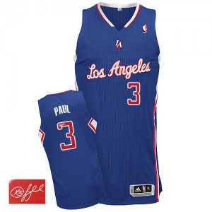 Los Angeles Clippers #3 Adidas Alternate Autographed Bleu royal Authentic Maillot d'équipe de NBA la vente - Chris Paul pour Homme