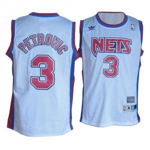 Maillot Authentic Brooklyn Nets NBA Throwback Blanc - #3 Drazen Petrovic - Homme