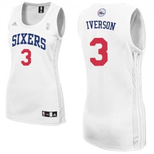 Philadelphia 76ers #3 Adidas Home Blanc Swingman Maillot d'équipe de NBA Promotions - Allen Iverson pour Femme