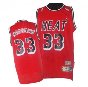 Maillot NBA Rouge Alonzo Mourning #33 Miami Heat Throwback Authentic Homme Adidas