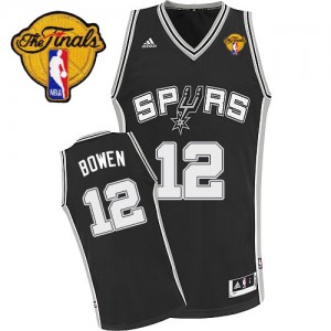 Maillot NBA Noir Bruce Bowen #12 San Antonio Spurs Road Finals Patch Swingman Homme Adidas