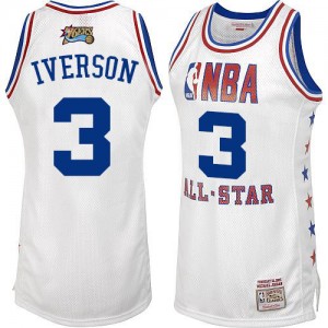 Maillot NBA Philadelphia 76ers #3 Allen Iverson Blanc Mitchell and Ness Authentic 2003 All Star - Homme