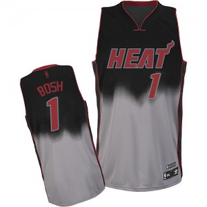 Maillot NBA Authentic Chris Bosh #1 Miami Heat Fadeaway Fashion Gris noir - Homme