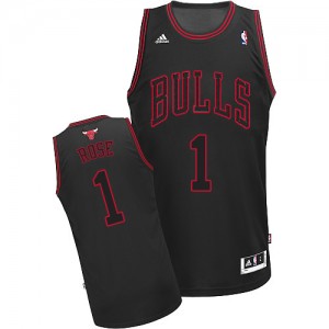 Maillot Adidas Noir Rouge Authentic Chicago Bulls - Derrick Rose #1 - Enfants