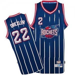 Houston Rockets #22 Adidas Throwback Bleu marin Authentic Maillot d'équipe de NBA Peu co?teux - Clyde Drexler pour Homme