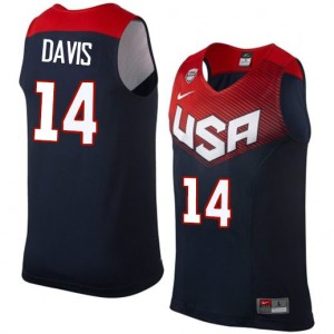 Team USA Nike Anthony Davis #14 2014 Dream Team Authentic Maillot d'équipe de NBA - Bleu marin pour Homme