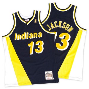 Maillot NBA Indiana Pacers #13 Mark Jackson Marine / Or Mitchell and Ness Authentic Throwback - Homme