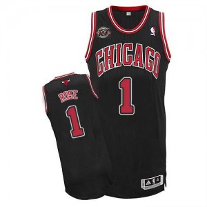 Chicago Bulls Derrick Rose #1 Alternate 20TH Anniversary Authentic Maillot d'équipe de NBA - Noir pour Homme