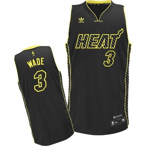 Maillot NBA Miami Heat #3 Dwyane Wade Noir Adidas Swingman Electricity Fashion - Homme