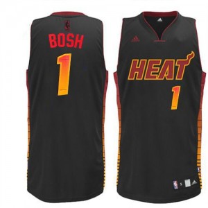 Maillot NBA Noir Chris Bosh #1 Miami Heat Vibe Swingman Homme Adidas