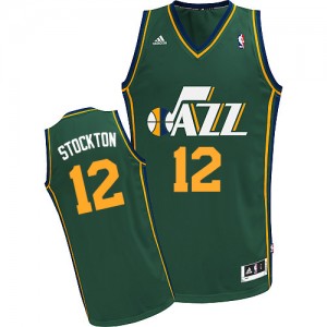 Maillot NBA Utah Jazz #12 John Stockton Vert Adidas Swingman Alternate - Homme