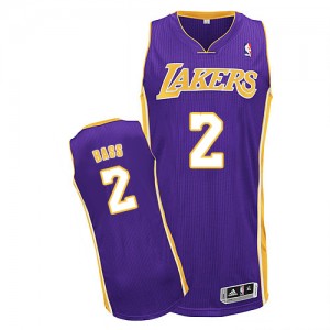 Los Angeles Lakers Brandon Bass #2 Road Authentic Maillot d'équipe de NBA - Violet pour Homme