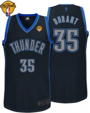 Oklahoma City Thunder Kevin Durant #35 Graystone Fashion Finals Patch Authentic Maillot d'équipe de NBA - Noir pour Homme