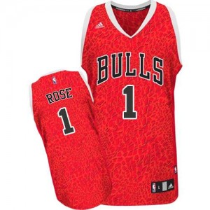 Maillot NBA Authentic Derrick Rose #1 Chicago Bulls Crazy Light Rouge - Homme