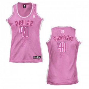 Maillot NBA Dallas Mavericks #41 Dirk Nowitzki Rose Adidas Swingman Fashion - Femme
