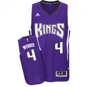 Maillot NBA Violet Chris Webber #4 Sacramento Kings Road Swingman Homme Adidas