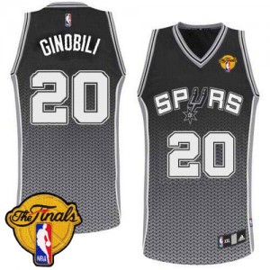 Maillot NBA San Antonio Spurs #20 Manu Ginobili Noir Adidas Authentic Resonate Fashion Finals Patch - Homme