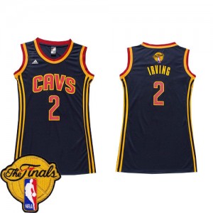 Maillot NBA Authentic Kyrie Irving #2 Cleveland Cavaliers Dress 2015 The Finals Patch Bleu marin - Femme