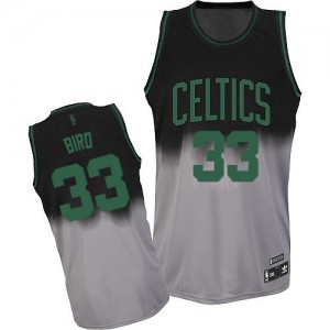 Boston Celtics #33 Adidas Fadeaway Fashion Gris noir Authentic Maillot d'équipe de NBA Braderie - Larry Bird pour Homme