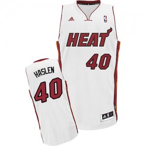 Maillot NBA Miami Heat #40 Udonis Haslem Blanc Adidas Swingman Home - Homme