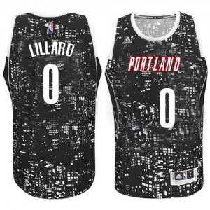 Portland Trail Blazers Damian Lillard #0 City Light Swingman Maillot d'équipe de NBA - Noir pour Homme