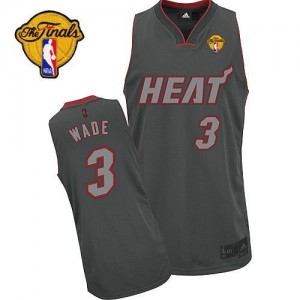 Maillot NBA Authentic Dwyane Wade #3 Miami Heat Graystone Fashion Finals Patch Gris - Homme
