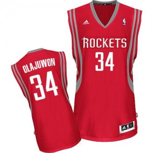 Maillot NBA Rouge Hakeem Olajuwon #34 Houston Rockets Road Swingman Homme Adidas