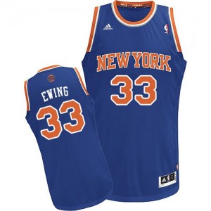 Maillot Adidas Bleu royal Road Swingman New York Knicks - Patrick Ewing #33 - Homme