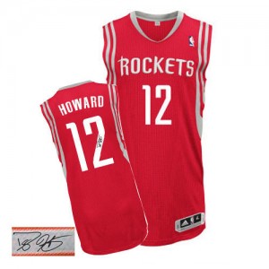 Houston Rockets Dwight Howard #12 Road Autographed Authentic Maillot d'équipe de NBA - Rouge pour Homme