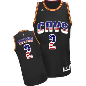 Maillot NBA Noir Kyrie Irving #2 Cleveland Cavaliers USA Flag Fashion Swingman Homme Adidas
