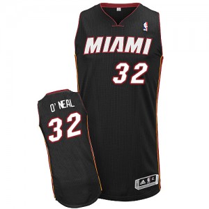 Maillot NBA Miami Heat #32 Shaquille O'Neal Noir Adidas Authentic Road - Homme