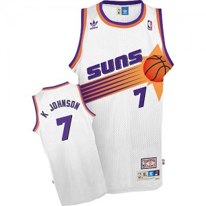 Maillot NBA Blanc Kevin Johnson #7 Phoenix Suns Throwback Swingman Homme Adidas