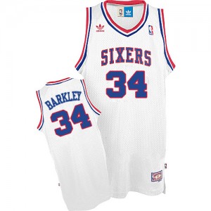 Maillot NBA Blanc Charles Barkley #34 Philadelphia 76ers Throwback Swingman Homme Adidas