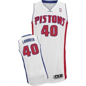 Maillot NBA Detroit Pistons #40 Bill Laimbeer Blanc Adidas Authentic Home - Homme