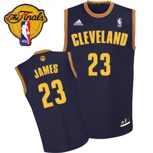 Maillot NBA Cleveland Cavaliers #23 LeBron James Bleu marin Adidas Swingman Throwback 2015 The Finals Patch - Homme