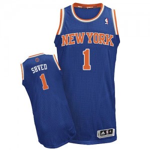 Maillot NBA New York Knicks #1 Alexey Shved Bleu royal Adidas Authentic Road - Homme