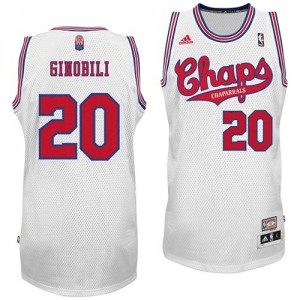 Maillot NBA Blanc Manu Ginobili #20 San Antonio Spurs ABA Hardwood Classic Swingman Homme Adidas