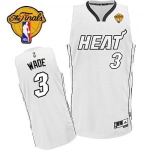 Maillot NBA Blanc Dwyane Wade #3 Miami Heat Finals Patch Authentic Homme Adidas