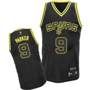 San Antonio Spurs Tony Parker #9 Electricity Fashion Authentic Maillot d'équipe de NBA - Noir pour Homme