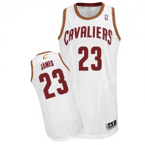 Maillot NBA Cleveland Cavaliers #23 LeBron James Blanc Adidas Authentic Home - Homme