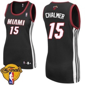 Maillot Adidas Noir Road Finals Patch Authentic Miami Heat - Mario Chalmer #15 - Femme