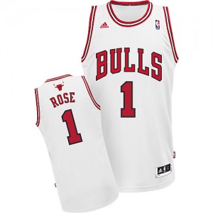 Maillot NBA Blanc Derrick Rose #1 Chicago Bulls Home Swingman Homme Adidas