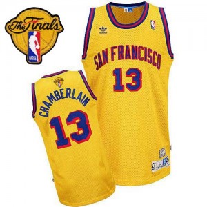 Maillot NBA Golden State Warriors #13 Wilt Chamberlain Or Adidas Authentic Throwback San Francisco 2015 The Finals Patch - Homme