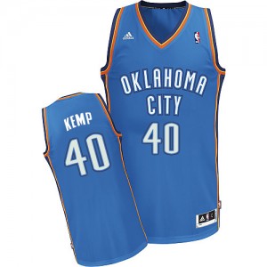 Maillot NBA Oklahoma City Thunder #40 Shawn Kemp Bleu royal Adidas Swingman Road - Homme