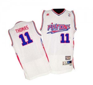 Detroit Pistons Mitchell and Ness Isiah Thomas #11 Throwback Swingman Maillot d'équipe de NBA - Blanc pour Homme