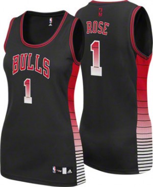 Maillot NBA Authentic Derrick Rose #1 Chicago Bulls Vibe Noir - Femme