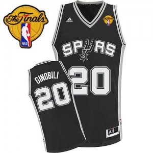 Maillot NBA Noir Manu Ginobili #20 San Antonio Spurs Road Finals Patch Swingman Homme Adidas