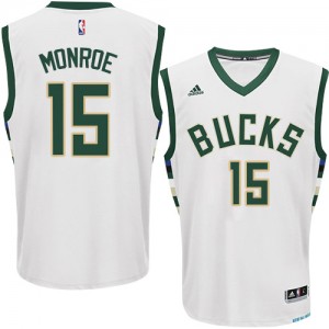 Milwaukee Bucks #15 Adidas Home Blanc Authentic Maillot d'équipe de NBA vente en ligne - Greg Monroe pour Homme